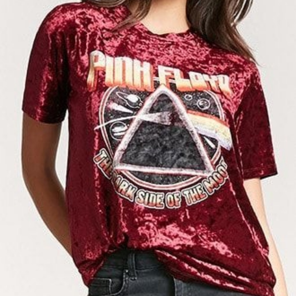 MISSES Size S "PINK FLOYD" CRUSED VELVET TOP